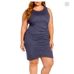 Charcoal grey ruched bodycon dress